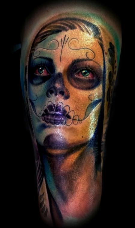 Tattoos - Day of Dead color portrait - 79502